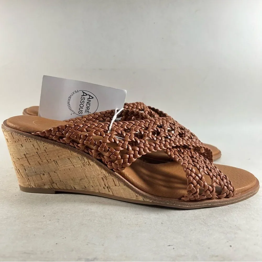 André Assous Bryana Women’s Woven Wedge Sandals Brown Size 9 M